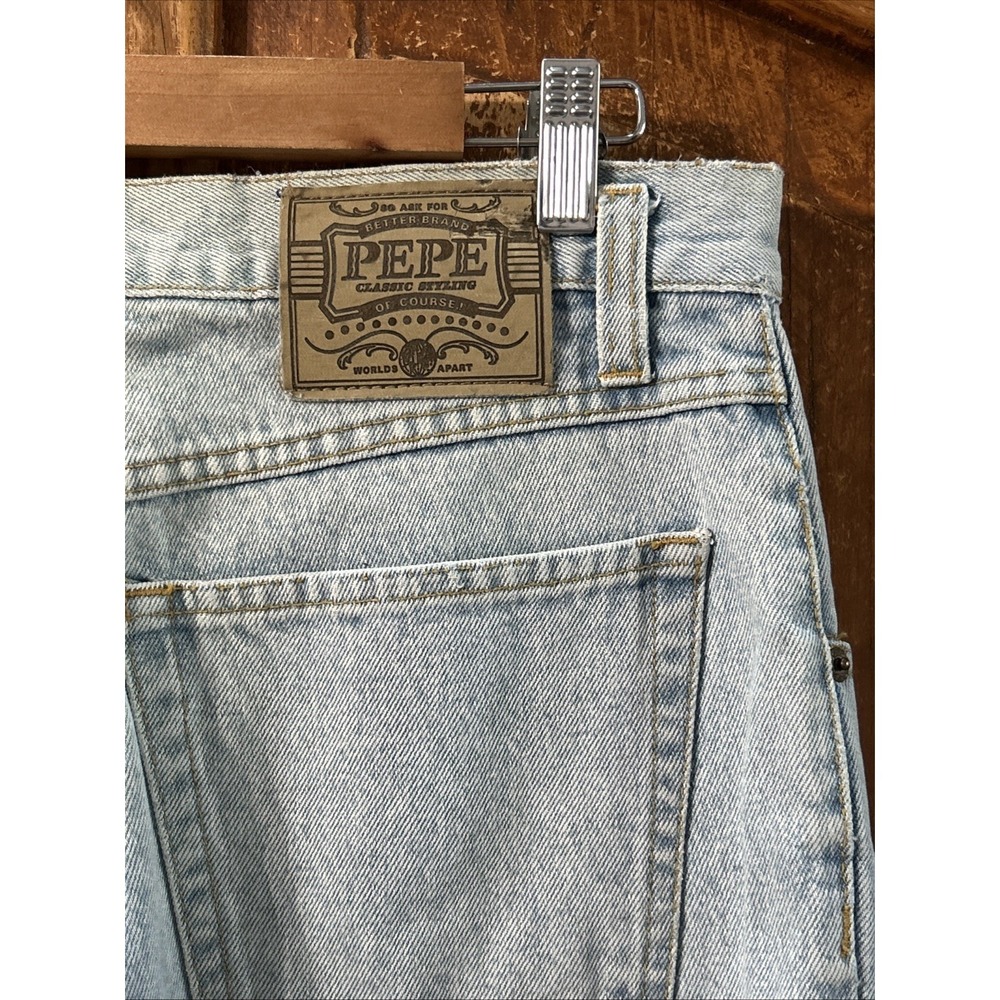 Mens VIntage Pepe Jeans Faded Light Blue Denim Button Fly Sz 32 Hong Kong‎